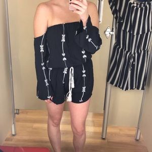 Blue Off The Shoulder Romper